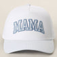 MAMA Gingham Embroidered Patch Stripe Brim Trucker Hat