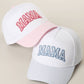MAMA Gingham Embroidered Patch Stripe Brim Trucker Hat