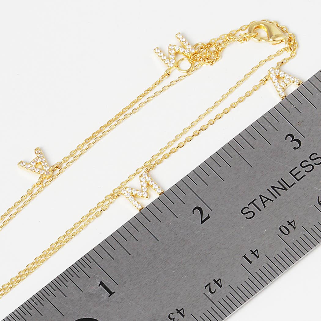 CZ Gold-Dipped MAMA Letters Necklace