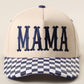 MAMA Embroidered Checkered Brim Trucker Hat