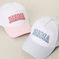 MAMA Gingham Embroidered Patch Stripe Brim Trucker Hat